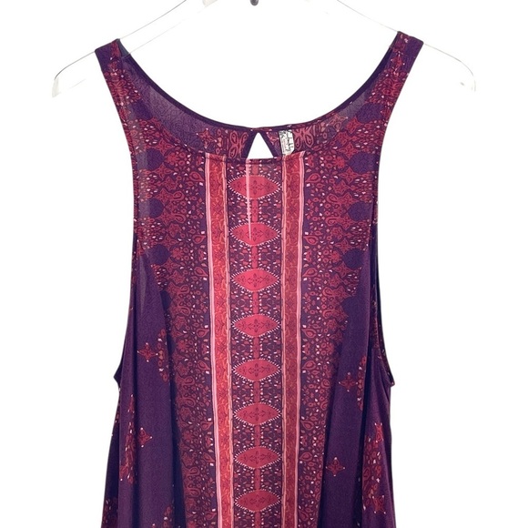 Free People Annka Border Slip Dress Asymmetrical Purple and Pink High-Lo Size M - Picture 10 of 15